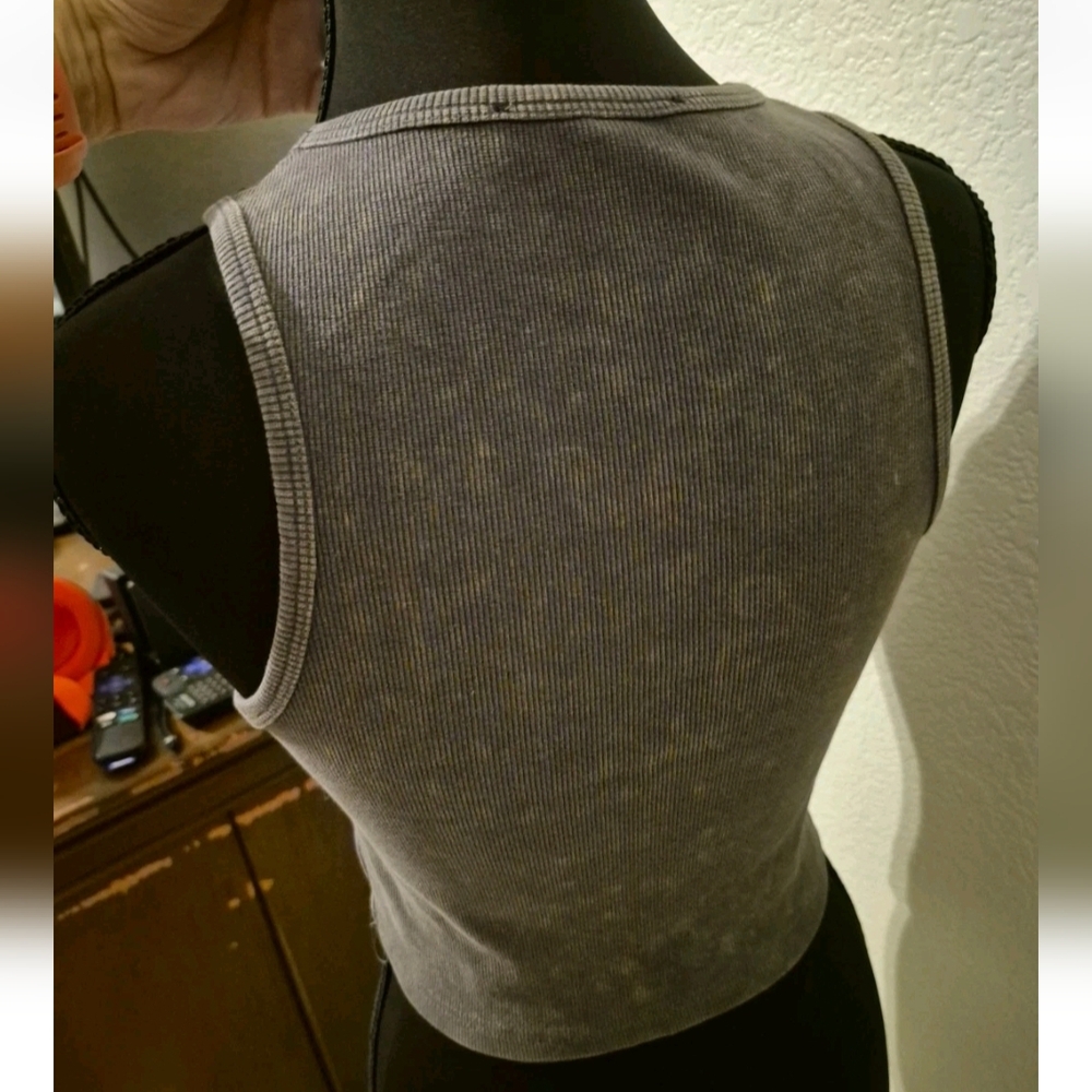 Charlotte Russe Charcoal Tank Top Motorcycle Club Tank says large But Runs Small - Picture 2 of 3
